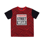 Vision Street Wear Spirals Aop Logo T-Shirt Red & Black