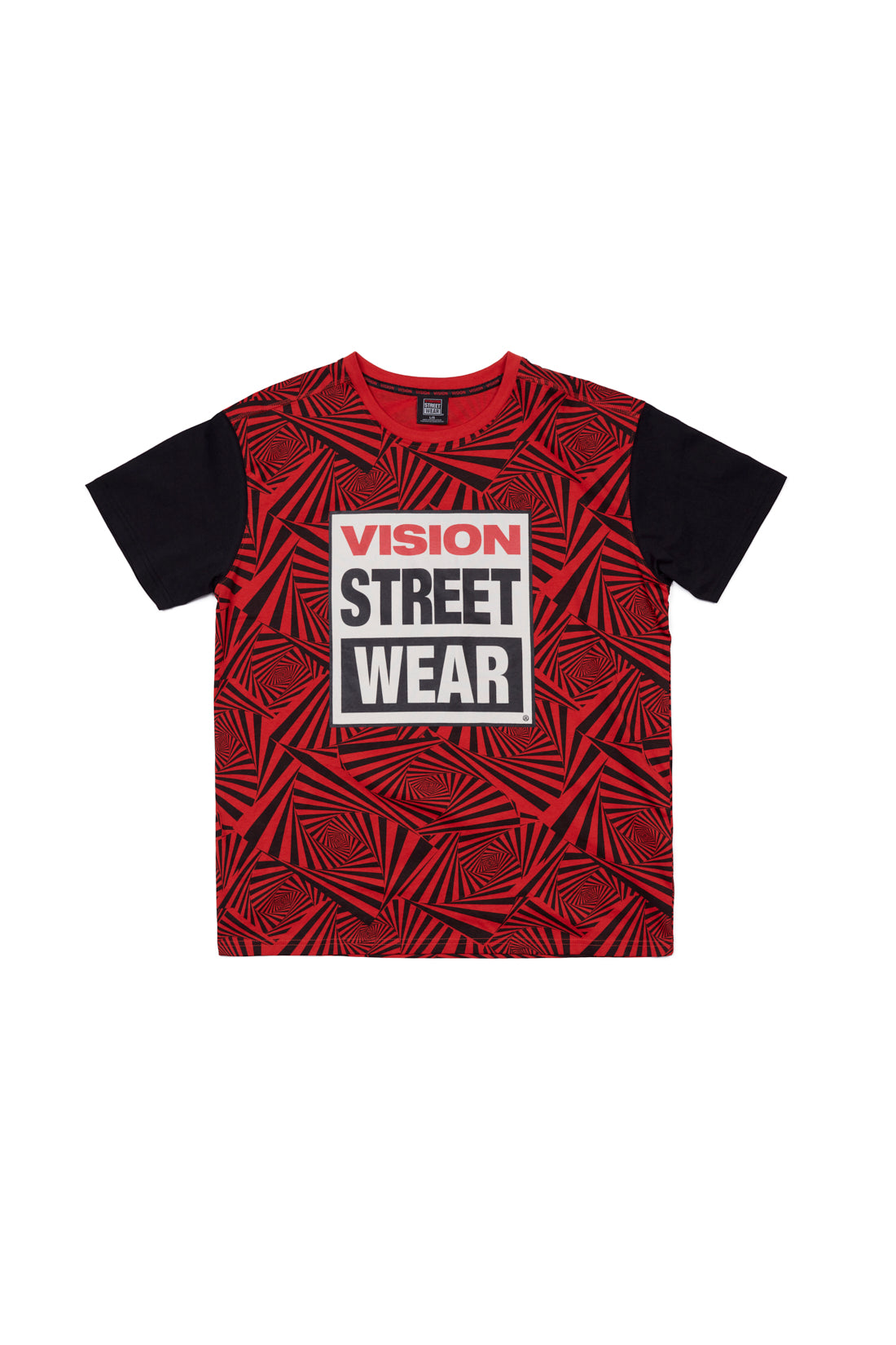 Vision Street Wear Spirals Aop Logo T-Shirt Red & Black