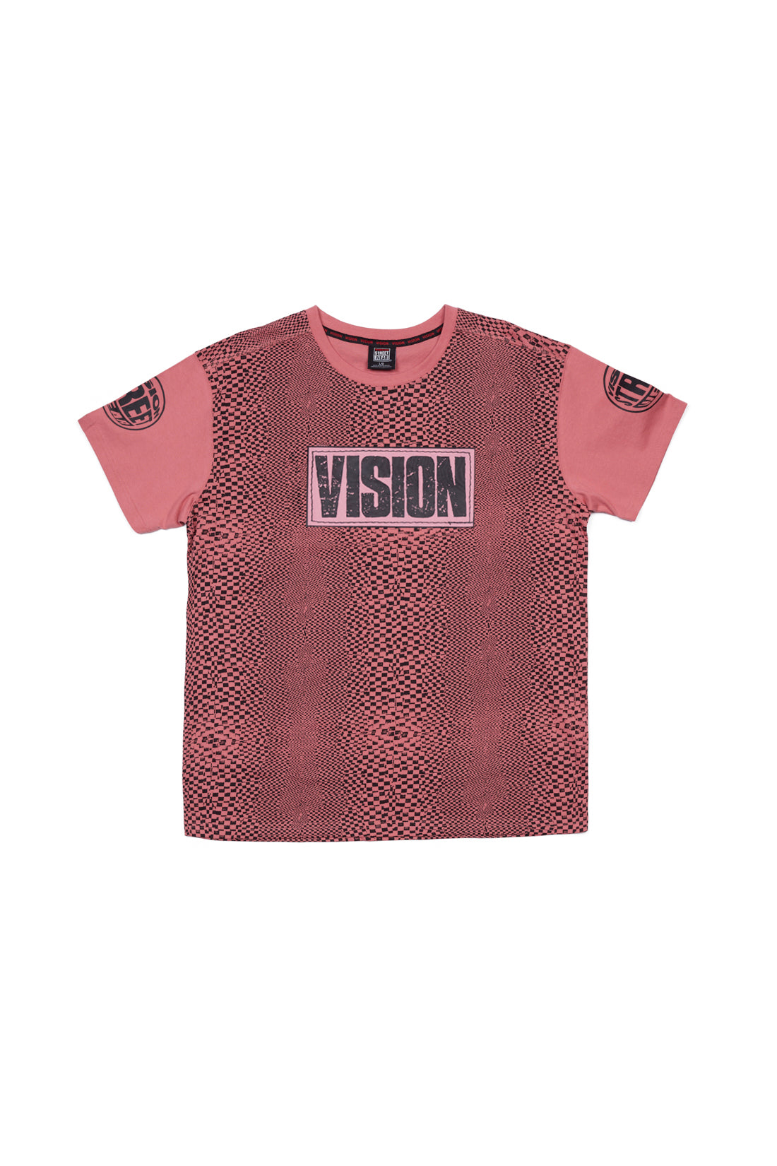 Vision Street Wear Broken Check T-Shirt Dusty Rose