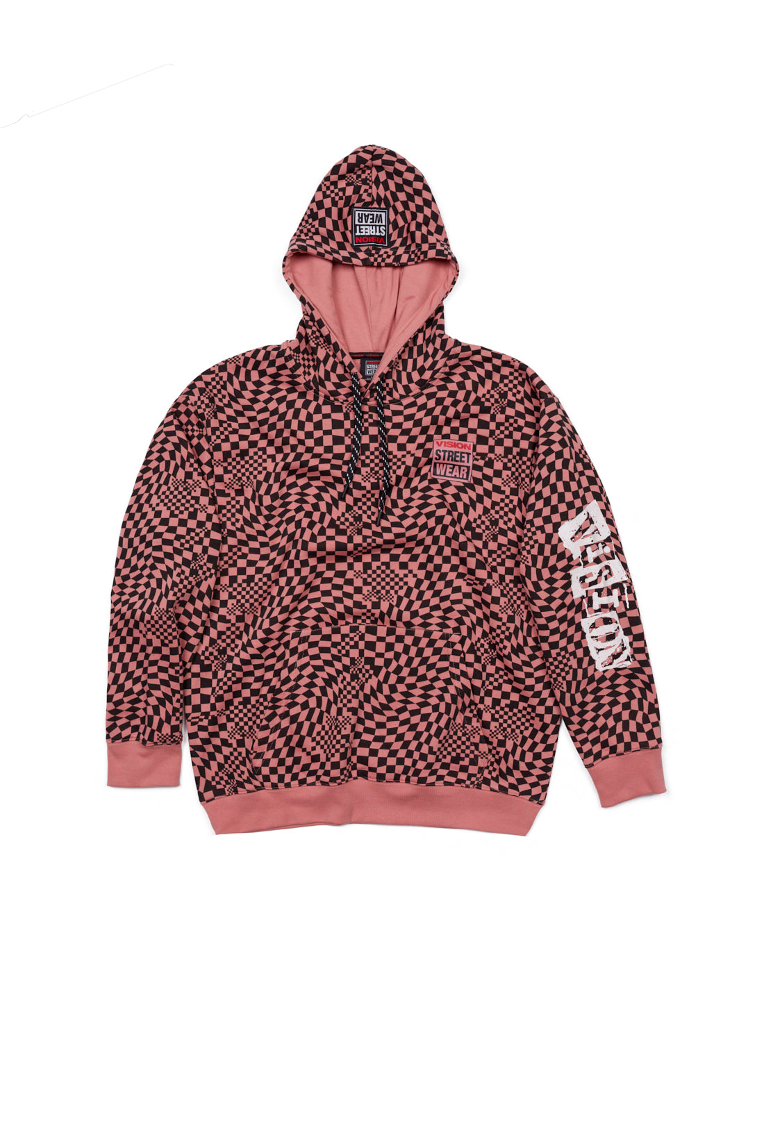 Vision Street Wear Broken Checks Hoodie Dusty Rose