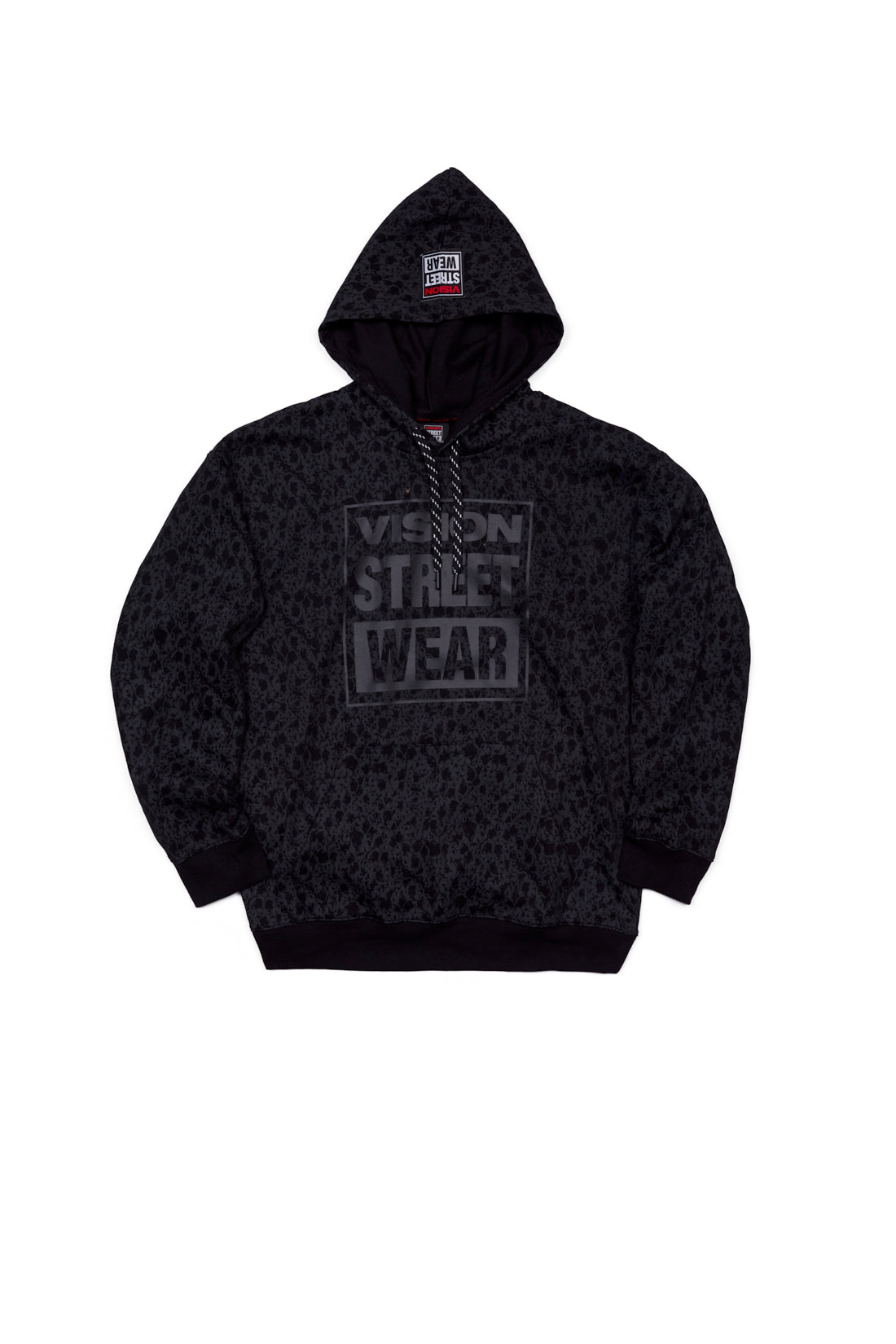 Vision Street Wear Aop Skull Logo Hoodie Black