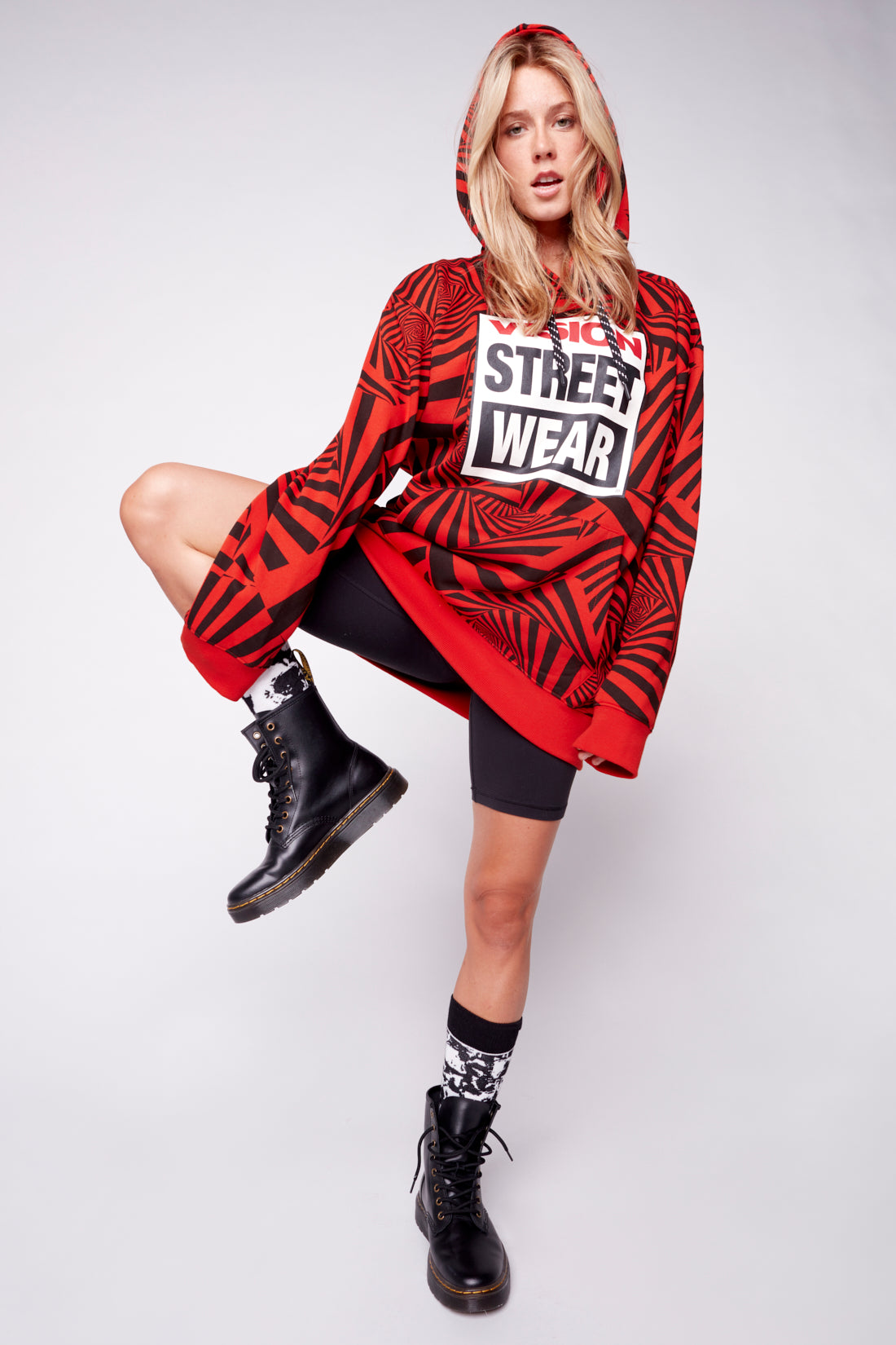 Vision Street Wear Aop Spirals Print Hoodie Red