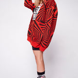 Vision Street Wear Aop Spirals Print Hoodie Red