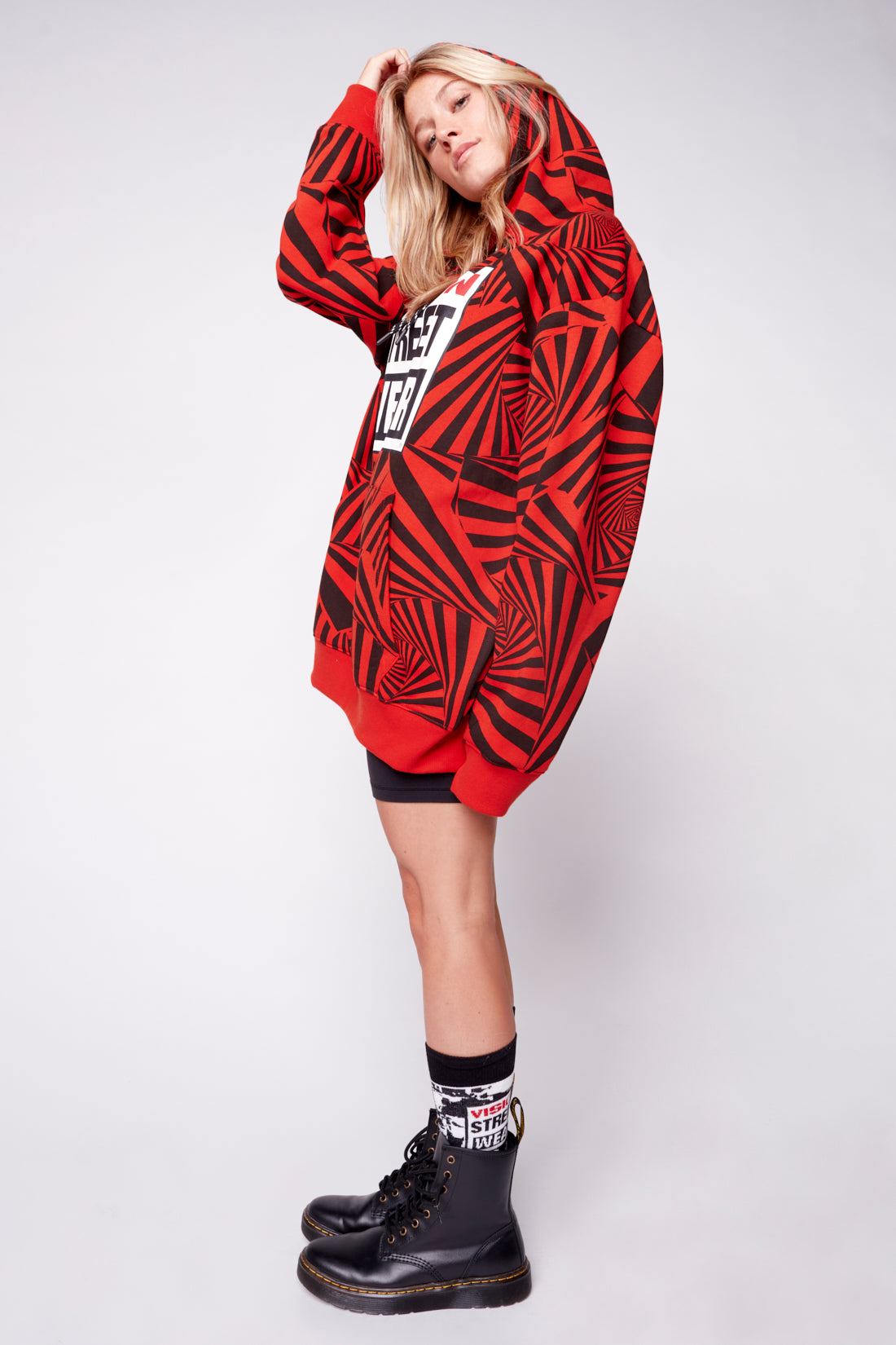 Vision Street Wear Aop Spirals Print Hoodie Red