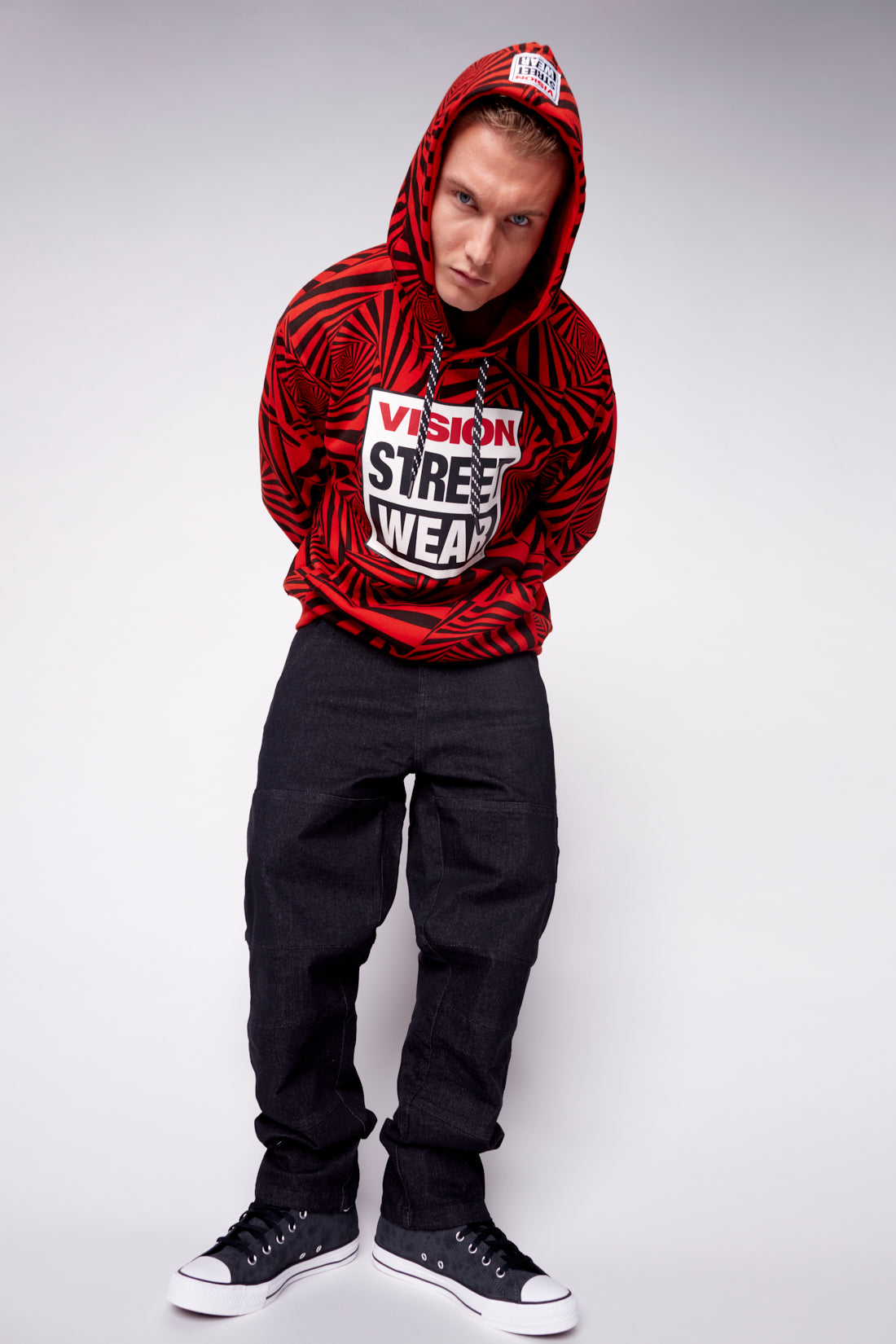 Vision Street Wear Aop Spirals Print Hoodie Red