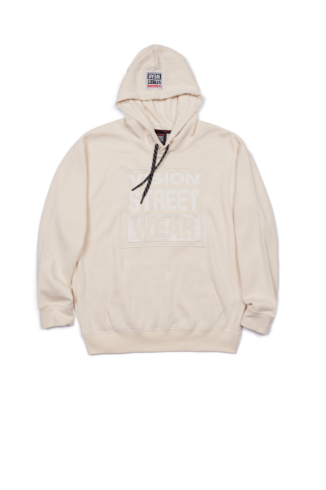 Vision Street Wear Front Embroided Logo Hoodie Bone
