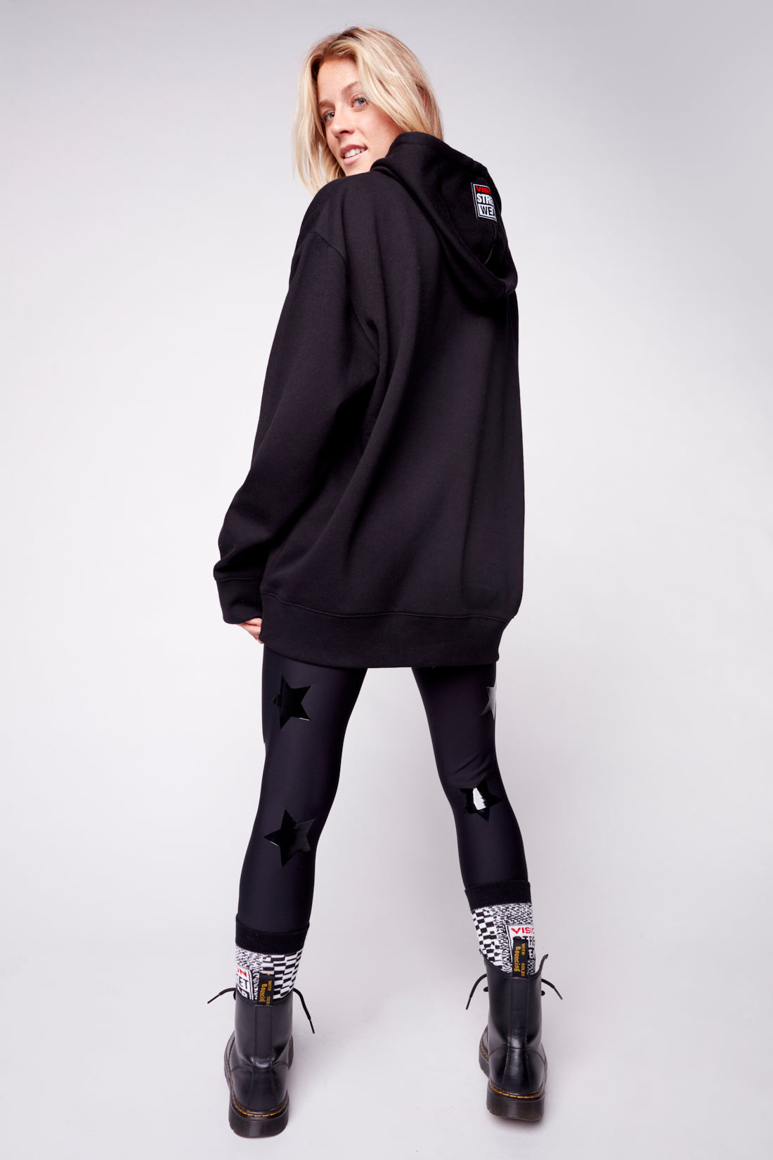 Vision Street Wear Front Embroided Logo Hoodie Black