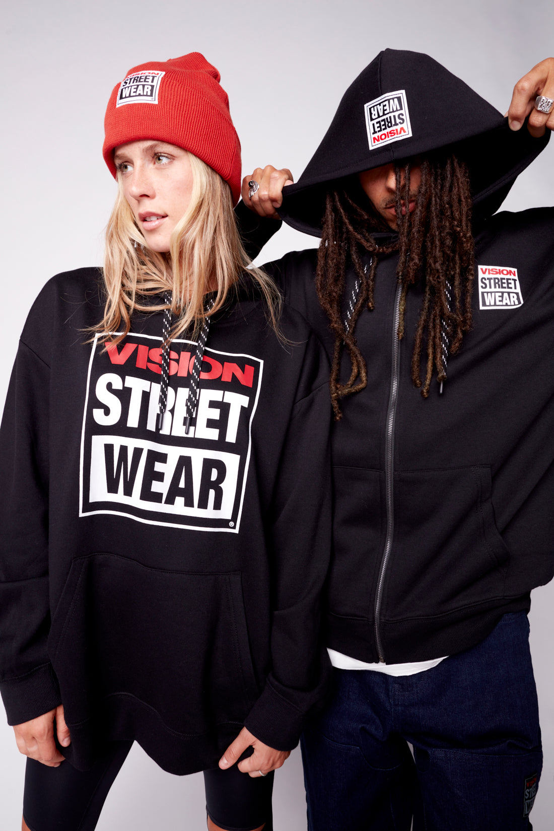 Vision Street Wear Small Logo Print Hoodie Black