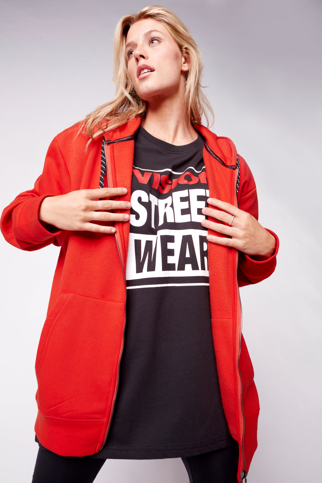 Vision Street Wear Small Logo Print Hoodie Red