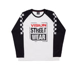 Vision Street Wear Checker Print Sleeve Logo T-Shirt Ivory & Black