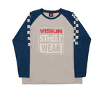 Vision Street Wear Checker Print Sleeve Logo T-Shirt Mushroom & Navy