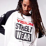 Vision Street Wear Checker Print Sleeve Logo T-Shirt Ivory & Black