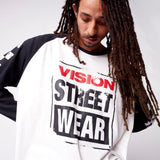 Vision Street Wear Checker Print Sleeve Logo T-Shirt Ivory & Black