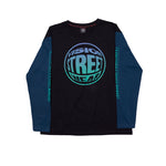 Vision Street Wear Fisheye Large Logo Print T-Shirt Black & Navy