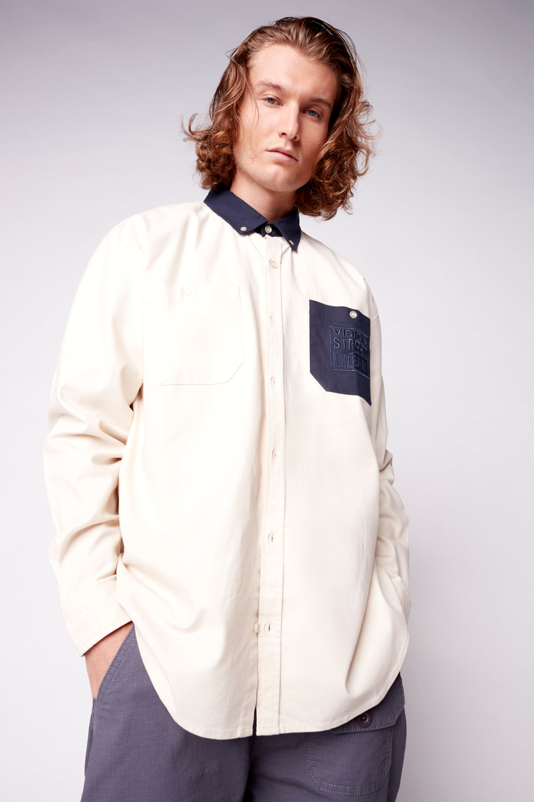 Vision Street Wear Relax Fit Shirt With Pocket Bone