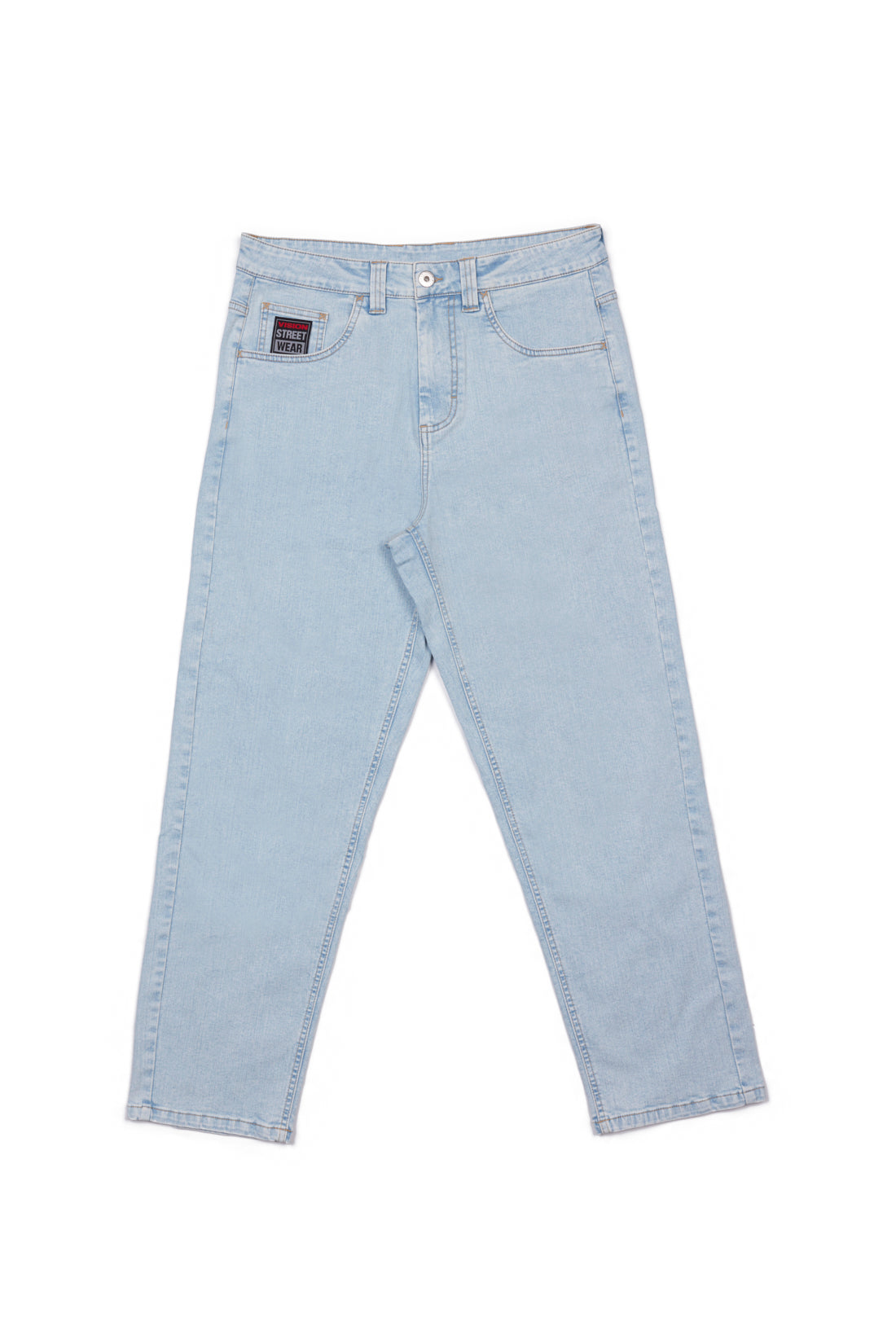 Vision Street Wear Boychik 5 Pocket Pant in Stretch Raw Denim Light Blue