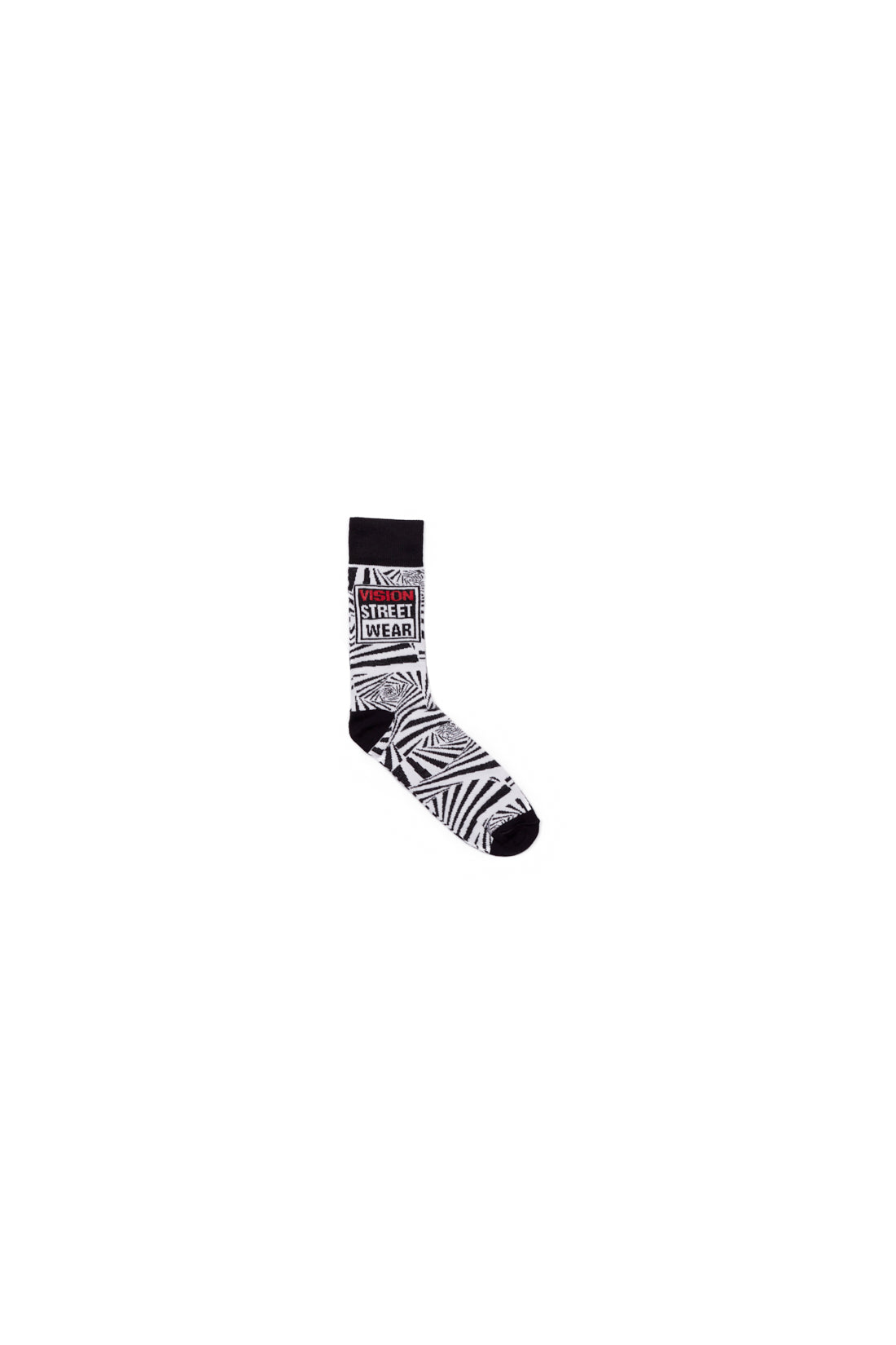 Vision Street Wear Spiral Pattern Skateboard Sports Socks Black & Ivory