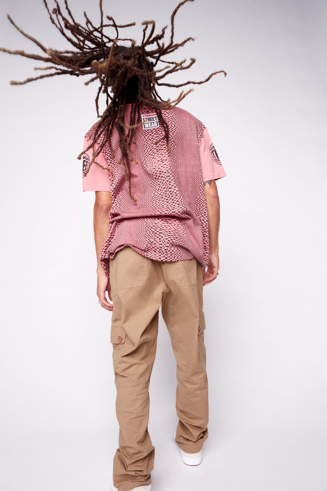 Vision Street Wear Broken Check T-Shirt Dusty Rose